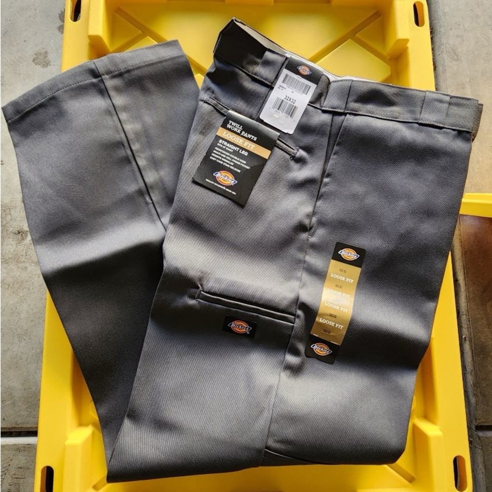 🩶👖🩶 Dickies Men's Loose Fit Double Knee Twill Work Pants - Charcoal - Size 32x32